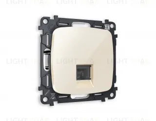 Розетка телефонная одинарная Ambrella Volt Omega RJ 11, бежевый глянец VM190+OP3120 VM190 + OP3120