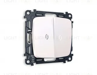 Выключатель двухклавишный с подсветкой (нейтральный белый свет) Ambrella Volt Omega 10A/250В жемчуг VM115+G14W+G14W+OP2040 VM115 + G14W + OP2040