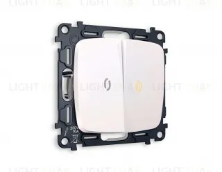 Выключатель двухклавишный с подсветкой (мягкий теплый свет) Ambrella Volt Omega 10A/250В жемчуг VM115+G11Y+G11Y+OP2040 VM115 + G11Y + OP2040