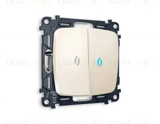 Выключатель двухклавишный с подсветкой (голубой свет) Ambrella Volt Omega 10A/250В бежевый глянец VM115+G17B+G17B+OP3040 VM115 + G17B + OP3040