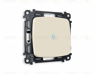 Переключатель одноклавишный (из 2-х мест) с подсветкой (голубой свет) Ambrella Volt Omega 10A/250В бежевый матовый VM105+G29B+OP3220 VM105 + G29B + OP3220