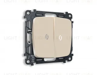 Выключатель двухклавишный проходной с подсветкой (нейтральный белый свет) Ambrella Volt Omega 10A/250В бежевый матовый VM120+G25W+G25W+OP3240 VM120 + G25W + OP3240