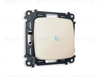 Переключатель одноклавишный (из 2-х мест) с подсветкой (голубой свет) Ambrella Volt Omega 10A/250В бежевый глянец VM105+G29B+OP3020 VM105 + G29B + OP3020