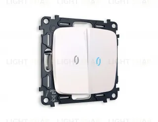 Выключатель двухклавишный проходной с подсветкой (голубой свет) Ambrella Volt Omega 10A/250В жемчуг VM120+G29B+G29B+OP2040 VM120 + G29B + OP2040