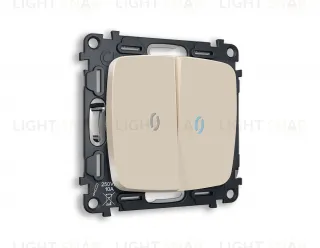 Выключатель двухклавишный проходной с подсветкой (голубой свет) Ambrella Volt Omega 10A/250В бежевый матовый VM120+G29B+G29B+OP3240 VM120 + G29B + OP3240