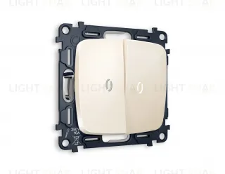 Выключатель двухклавишный проходной с подсветкой (нейтральный белый свет) Ambrella Volt Omega 10A/250В бежевый глянец VM120+G25W+G25W+OP3040 VM120 + G25W + OP3040