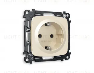 Розетка с заземлением с защитными шторками Ambrella Volt Omega 16A/250В, винтовой зажим, бежевый глянец VM141+OP3070 VM141 + OP3070