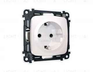 Розетка с заземлением с защитными шторками Ambrella Volt Omega 16A/250В, винтовой зажим, жемчуг VM141+OP2070 VM141 + OP2070