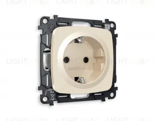 Розетка с заземлением Ambrella Volt Omega 16A/250В, винтовой зажим, бежевый глянец VM141+OP3060 VM141 + OP3060