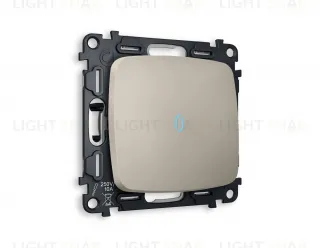 Выключатель одноклавишный с подсветкой (голубой свет) Ambrella Volt Omega 10A/250В серо-бежевый матовый VM101+G17B+OP3620 VM101 + G17B + OP3620