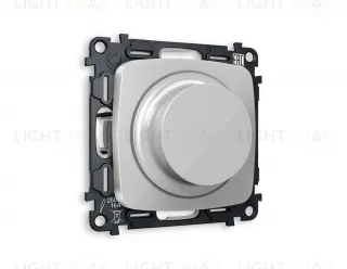 Светорегулятор поворотно-нажимной 5-300Вт Led, 25-600Вт лампы накал., Ambrella Volt Omega серебро глянец VM136+OP4055 VM136 + OP4055