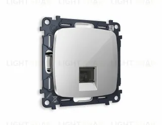 Розетка телефонная одинарная Ambrella Volt Omega RJ 11, серебро глянец VM190+OP4120 VM190 + OP4120