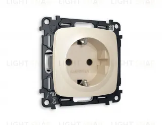 Розетка с заземлением с защитными шторками Ambrella Volt Omega 16A/250В, винтовой зажим, бежевый матовый VM141+OP3270 VM141 + OP3270