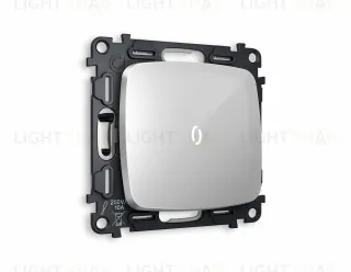 Переключатель одноклавишный (из 2-х мест) с подсветкой (нейтральный белый свет) Ambrella Volt Omega 10A/250В серебро глянец VM105+G25W+OP4020 VM105 + G25W + OP4020