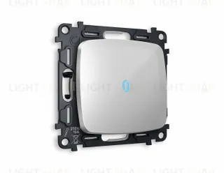 Выключатель одноклавишный с подсветкой (голубой свет) Ambrella Volt Omega 10A/250В серебро глянец VM101+G17B+OP4020 VM101 + G17B + OP4020