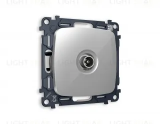 Розетка TV проходная Ambrella Volt Omega серебро глянец VM211+OP4130 VM211 + OP4130