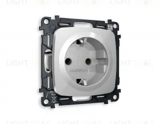 Розетка с заземлением с защитными шторками Ambrella Volt Omega 16A/250В, винтовой зажим, серебро глянец VM141+OP4070 VM141 + OP4070