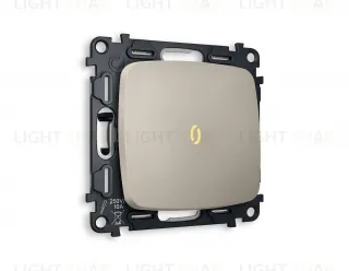 Выключатель одноклавишный с подсветкой (мягкий теплый свет) Ambrella Volt Omega 10A/250В серо-бежевый матовый VM101+G11Y+OP3620 VM101 + G11Y + OP3620