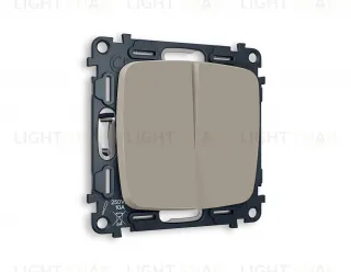 Выключатель двухклавишный проходной (из 2-х мест) Ambrella Volt Omega 10A/250В серо-бежевый матовый VM120+OP3630 VM120 + OP3630