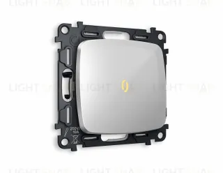 Переключатель одноклавишный (из 2-х мест) с подсветкой (мягкий теплый свет) Ambrella Volt Omega 10A/250В серебро глянец VM105+G22Y+OP4020 VM105 + G22Y + OP4020