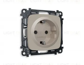 Розетка с заземлением с защитными шторками Ambrella Volt Omega 16A/250В, винтовой зажим, серо-бежевый матовый VM141+OP3670 VM141 + OP3670