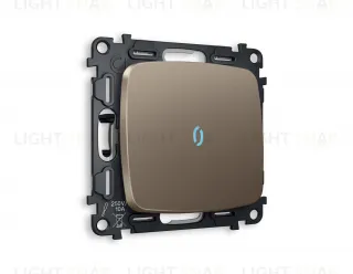 Переключатель одноклавишный (из 2-х мест) с подсветкой (голубой свет) Ambrella Volt Omega 10A/250В темная бронза матовый VM105+G29B+OP6320 VM105 + G29B + OP6320