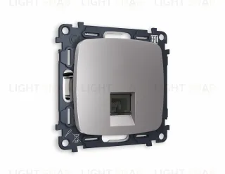 Розетка телефонная одинарная Ambrella Volt Omega RJ 11, сталь матовый VM190+OP5120 VM190 + OP5120