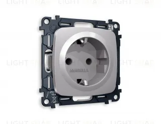 Розетка с заземлением с защитными шторками Ambrella Volt Omega 16A/250В, винтовой зажим, сталь матовый VM141+OP5070 VM141 + OP5070