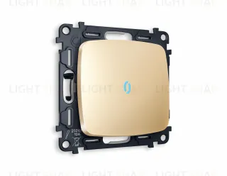 Выключатель одноклавишный с подсветкой (голубой свет) Ambrella Volt Omega 10A/250В шампань VM101+G17B+OP6020 VM101 + G17B + OP6020