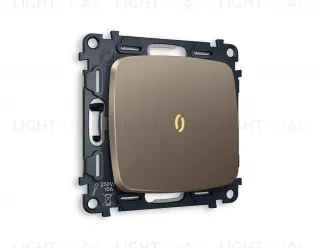 Переключатель одноклавишный (из 2-х мест) с подсветкой (мягкий теплый свет) Ambrella Volt Omega 10A/250В темная бронза матовый VM105+G22Y+OP6320 VM105 + G22Y + OP6320