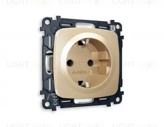Розетка с заземлением с защитными шторками Ambrella Volt Omega 16A/250В, винтовой зажим, шампань VM141+OP6070 VM141 + OP6070