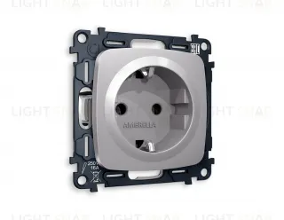 Розетка с заземлением Ambrella Volt Omega 16A/250В, винтовой зажим, сталь матовый VM141+OP5060 VM141 + OP5060