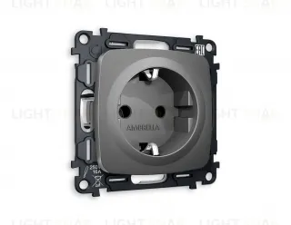 Розетка с заземлением Ambrella Volt Omega 16A/250В, винтовой зажим, антрацит серый VM141+OP6560 VM141 + OP6560