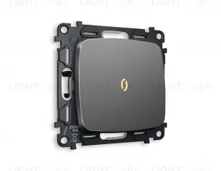 Переключатель одноклавишный (из 2-х мест) с подсветкой (мягкий теплый свет) Ambrella Volt Omega 10A/250В антрацит серый VM105+G22Y+OP6520 VM105 + G22Y + OP6520