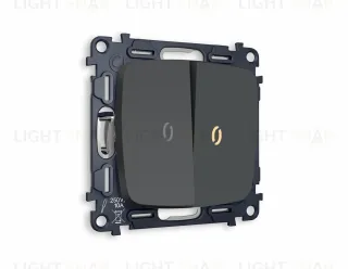 Выключатель двухклавишный с подсветкой (мягкий теплый свет) Ambrella Volt Omega 10A/250В графит VM115+G11Y+G11Y+OP9040 VM115 + G11Y + OP9040