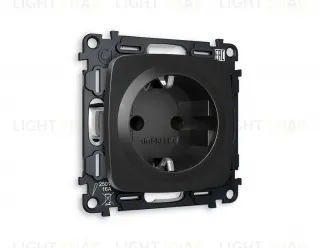 Розетка с заземлением с защитными шторками Ambrella Volt Omega 16A/250В, винтовой зажим, черный матовый VM141+OP8070 VM141 + OP8070