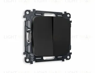 Выключатель двухклавишный проходной (из 2-х мест) Ambrella Volt Omega 10A/250В черный матовый VM120+OP8030 VM120 + OP8030