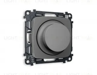 Светорегулятор поворотно-нажимной 5-300Вт Led, 25-600Вт лампы накал., Ambrella Volt Omega антрацит серый VM136+OP6555 VM136 + OP6555