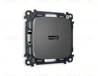 Розетка одинарная HDMI 2.0 40V/0,5A 5-18 Гбит/с Ambrella Volt Omega, антрацит серый VM222+OP6640 VM222 + OP6640