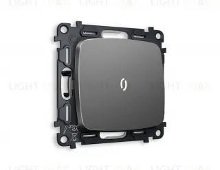 Переключатель одноклавишный (из 2-х мест) с подсветкой (нейтральный белый свет) Ambrella Volt Omega 10A/250В антрацит серый VM105+G25W+OP6520 VM105 + G25W + OP6520