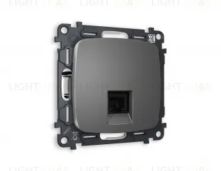 Розетка компьютерная одинарная Ambrella Volt Omega 6 кат, RJ 45, UTP, антрацит серый VM188+OP6620 VM188 + OP6620