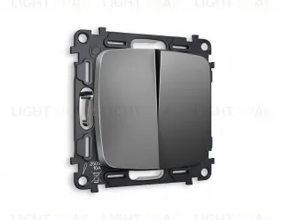 Выключатель двухклавишный Ambrella Volt Omega 10A/250В антрацит серый VM115+OP6530 VM115 + OP6530