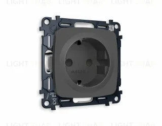 Розетка с заземлением с защитными шторками Ambrella Volt Omega 16A/250В, винтовой зажим, графит VM141+OP9070 VM141 + OP9070