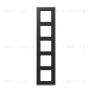 Рамка пятерная сатиновая JUNG A VIVA, черное стекло AV585GLMSW AV585GLMSW