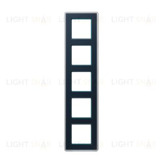 Рамка пятерная сатиновая JUNG A VIVA, глубокий синий стекло AV585GLMNB AV585GLMNB