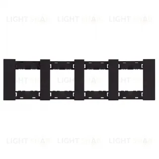 Рамка четверная с суппортом (2+2+2+2 мод) Meiton черный матовый AA4802M4AG+A4702+A4702+A4702+A4702 AA4802M4AG + A4702