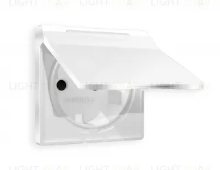 Лицевая панель ALFA (Белый глянец) для электрической розетки с заземлением с шторками и защитной крышкой IP44 QUANT AP1080 AP1080