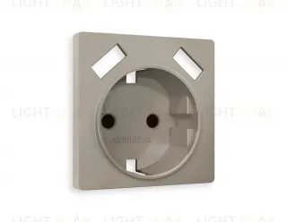 Лицевая панель ALFA (Серо-бежевый матовый) для электрической розетки с заземлением со шторками 2USB тип A+A QUANT AP3690 AP3690