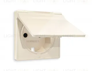 Лицевая панель ALFA (Бежевый глянец) для электрической розетки с заземлением со шторками и защитной крышкой IP44 QUANT AP3080 AP3080