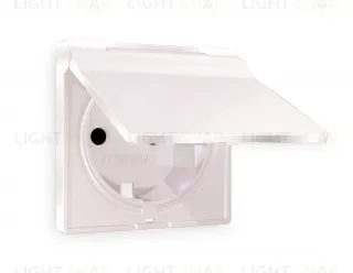 Лицевая панель ALFA (Жемчуг) для электрической розетки с заземлением со шторками и защитной крышкой IP44 QUANT AP2080 AP2080